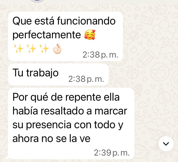 Captura de una conversación real por WhatsApp con un testimonio