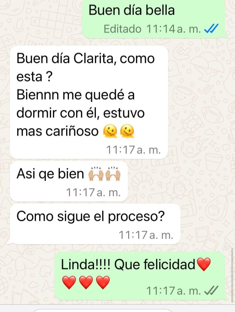 Captura de una conversación real por WhatsApp con un testimonio